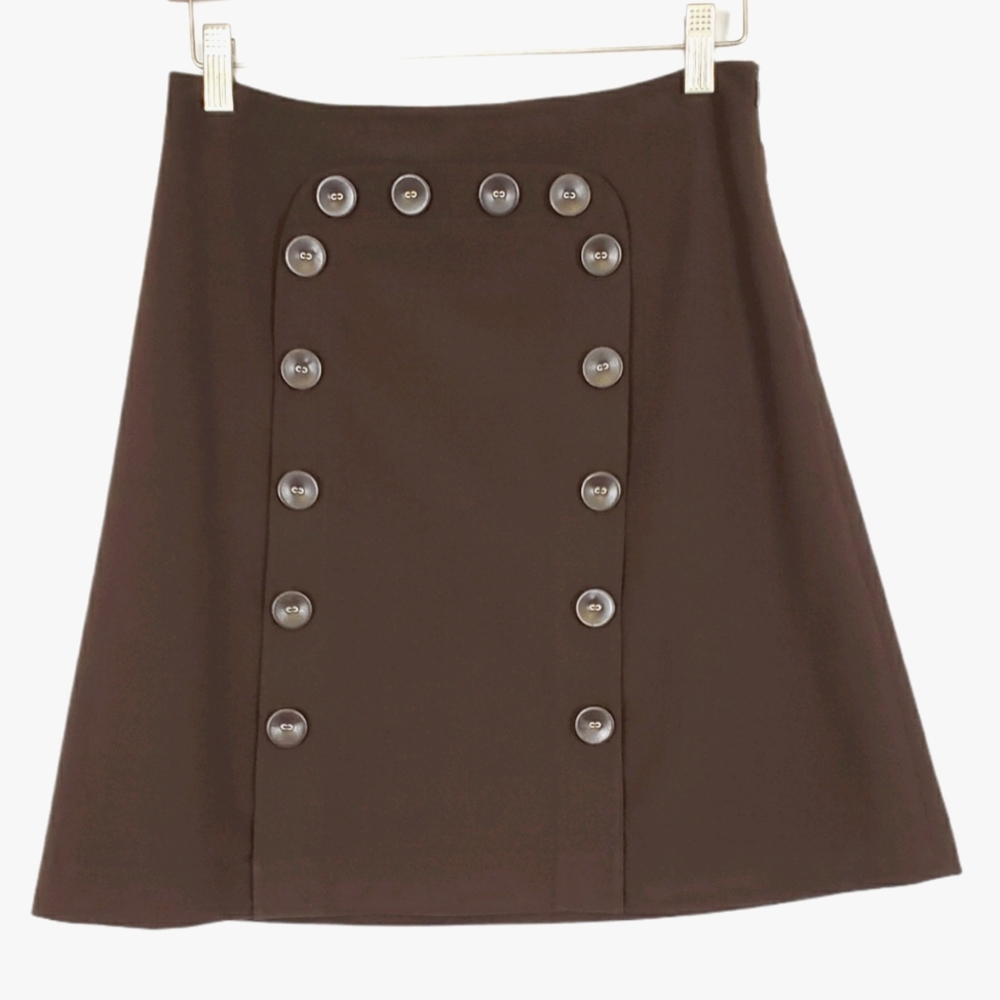 Anthropologie Elevenses Military Button Skirt